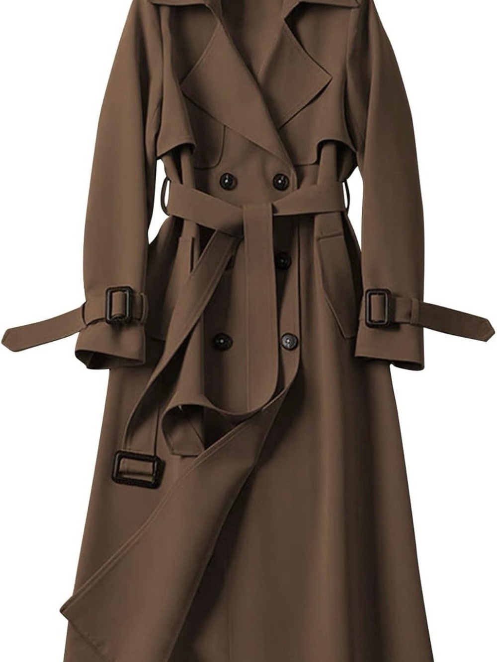 Amazon Brown Double-Breasted Trench Coat with Belt - size M (but fits XS)